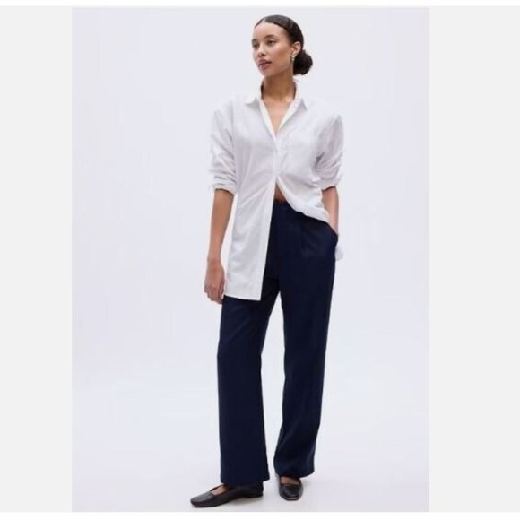 GAP Tencel‎ 90's Pleated BOHO Navy Blue Loose Trouser Straight Y2k Pants Size 12